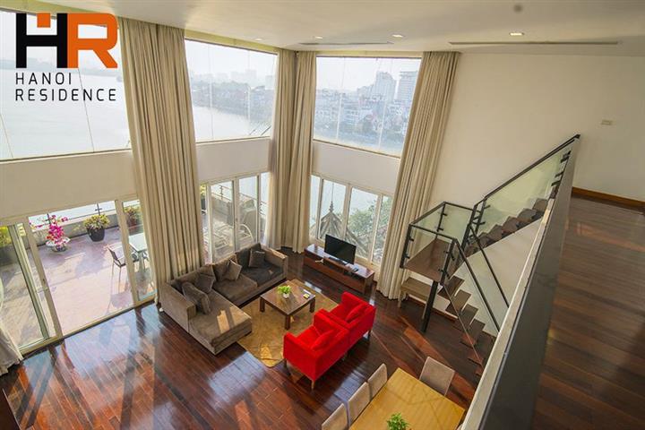 Duplex apartment for rent in Tay Ho, balcony & lake view, 3 bedrooms