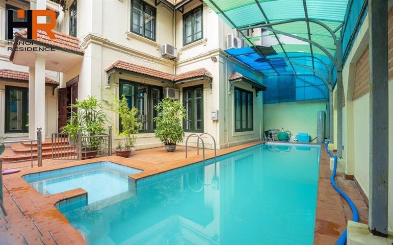 Swimming pool house with garden, 5 bedrooms for rent in Quang An- Tay Ho